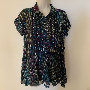 NY Collection Women Crisscross High Low Top SZ  M